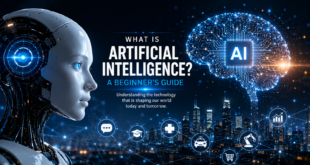Artificial Intelligence concept showing AI, machine learning, robotics, and digital technology