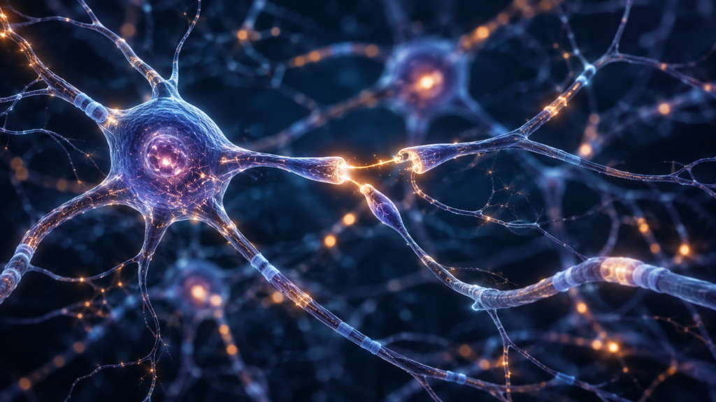 Neurons forming new connections to illustrate neuroplasticity.